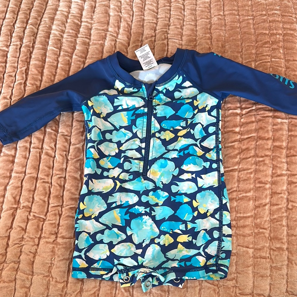 Kids Swimwear with Fish Print - Blue